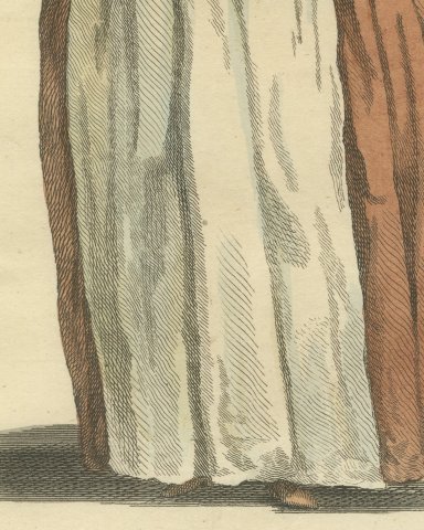 Citizen's Wife of London in 1640 with Fur Muff, Jefferys Costume Print, 1757, close-up 3