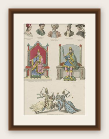 Decoartive Costumes of Egypt, Toscana, France, Normandie Etc C.1875, shown framed