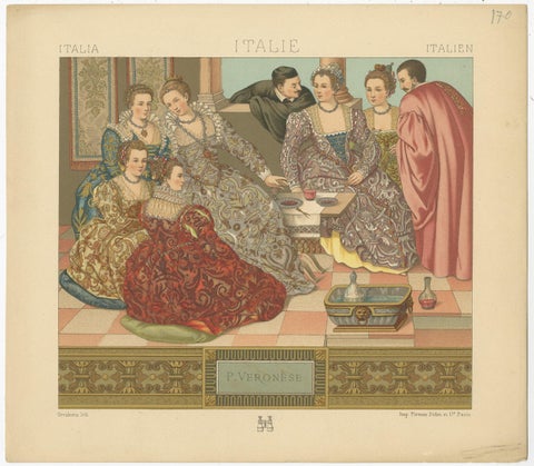 Pl. 170 Antique Print of Italian P_Veronese Costumes by Racinet, 'circa 1880', view 4
