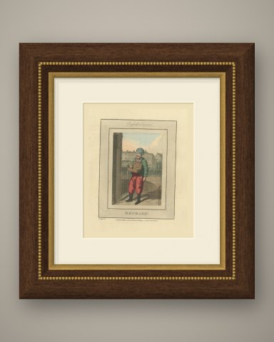 Rhubarb Seller in Russell Square, Cries of London, 1804, shown framed