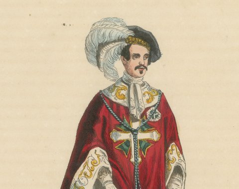 Sovereign Grand Master of Saints Maurice and Lazarus, Costume Plate, 1844, close-up 1