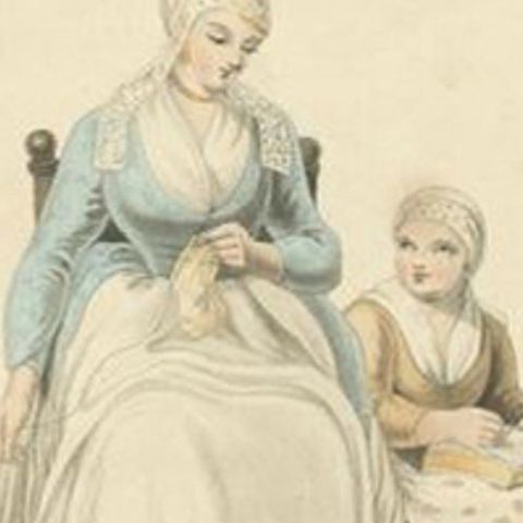 Antique Costume Print of Woman & Child of Friesland, The Netherlands, ca. 1817, close-up 2