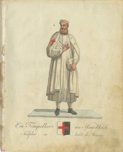 Knight Templar in Traditional House Attire: A Rare 1791 Hand-Colored Engraving, view 2