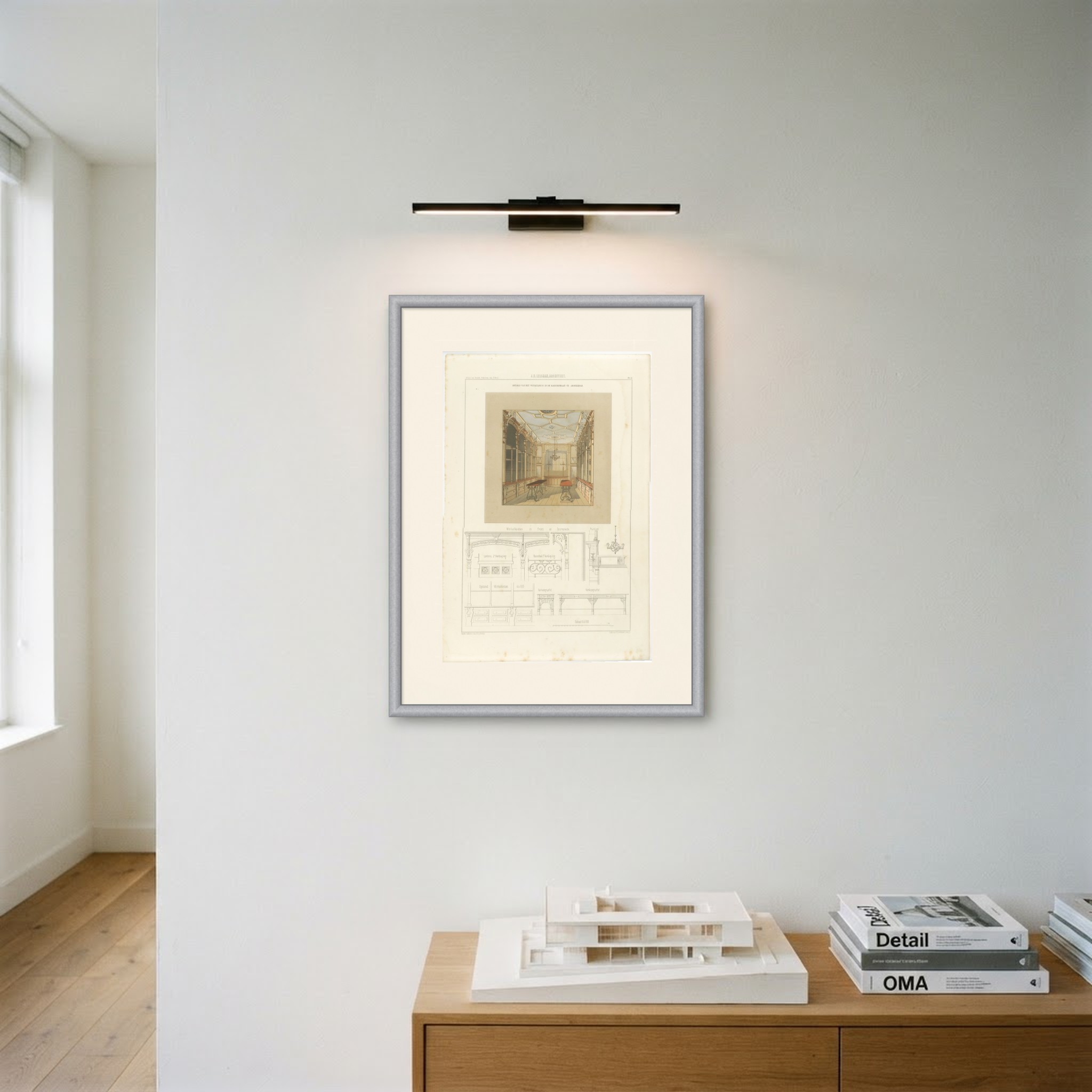 Kalverstraat Shop Interior, Dutch Architecture Print, Leliman, 1865-1866, shown framed on a wall
