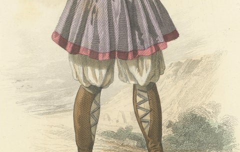 Sardinian Man Costume Print Tresnuraghes 1853 by Compte-Calix, Hand-Colored, close-up 2