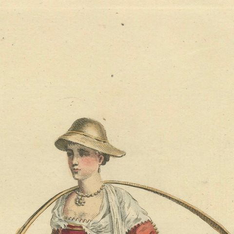 Italian Country Woman Costume Print, Pavia Peasant Dress, 1749, close-up 6