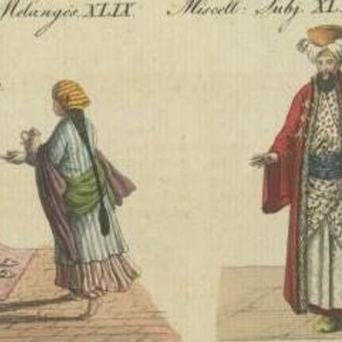 Original Hand-Colored Antique Print of Egyptian Costumes, 1805, close-up 1