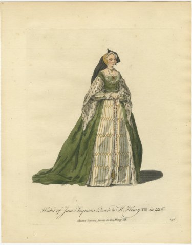 Habit of Jane Seymour, Queen to Henry VIII in 1536, Jefferys Plate, 1757, view 2