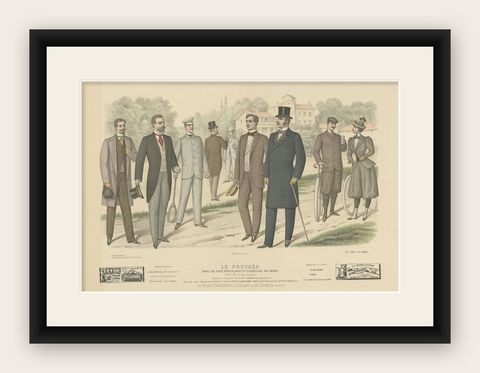 Original Antique Fashion Print, Published in June, 1898, shown framed