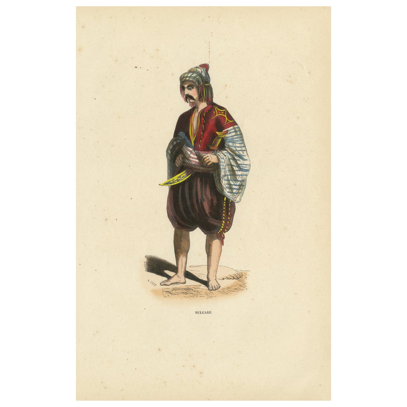 Bulgarian Man in Traditional Dress, Hand-Coloured Lithograph, c.1845
