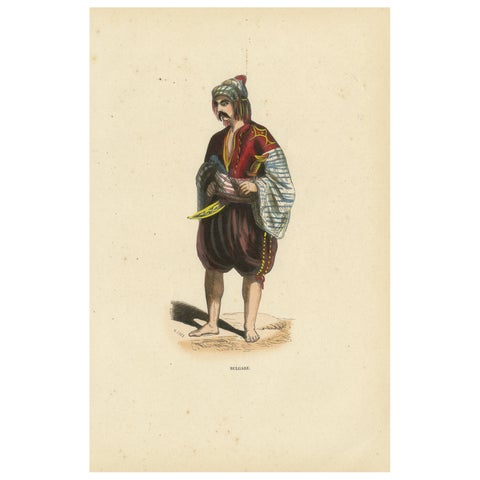 Bulgarian Man in Traditional Dress, Hand-Coloured Lithograph, c.1845