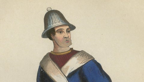 Antique Costume Print Mongol Kalmyk Warrior, Hand-Colored, 1854, close-up 4