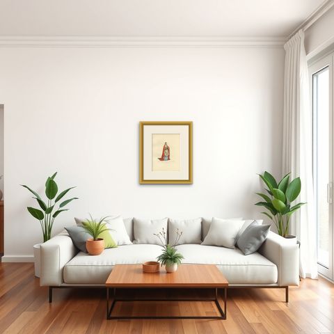 Antique Print of a Noblewoman from Milan in Italy, by Bonnard, 1860, shown framed in a room
