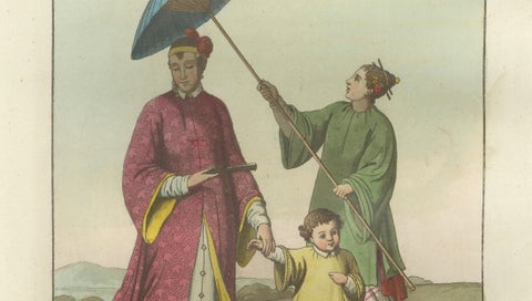 Chinese Noble with Attendant and Child, Hand-Coloured Costume Plate - 1815, close-up 4