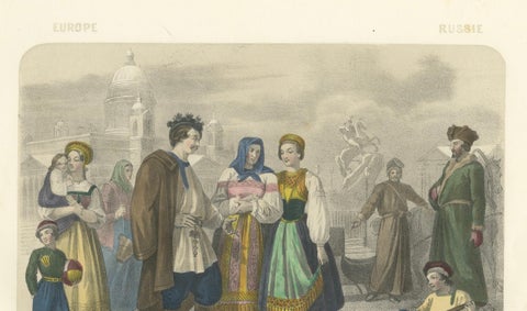 Russian and Finnish Costumes, Peasants and Nobility of St. Petersburg, c.1845, close-up 4