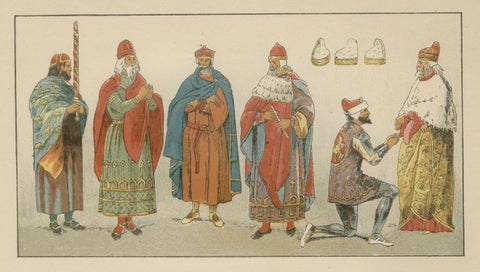 Venice 16th-Century Costumes, Doge and Nobility, Antique Wasmuth Plate (c.1880), close-up 2