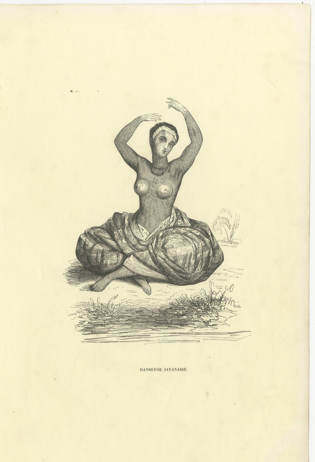 Javanese Dancer, Antique Wahlen Costume Print, 1843-1844