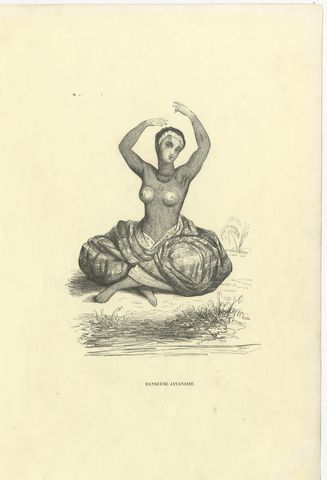 Javanese Dancer, Antique Wahlen Costume Print, 1843-1844