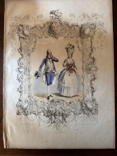 Louis XVI French Rococo Court Costume Lithograph, 1775, Published 1847, view 5