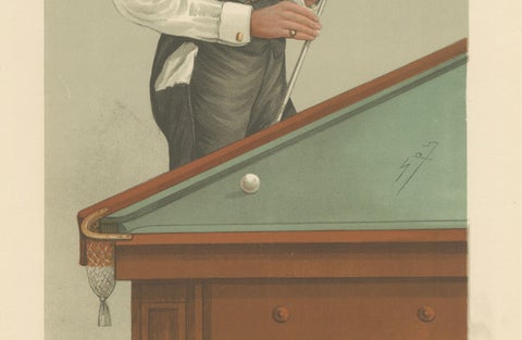 Elegance at Play: John Roberts Jr., Billiards Virtuoso, Vanity Fair 1885 by Spy, close-up 2