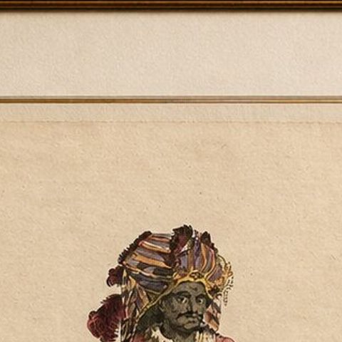 Antique Costume Print, Indian Chief, Exotic Dress & Arms, 1749, close-up 5