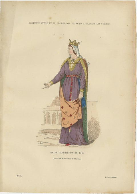 Set of Six Antique French Medieval Costume Prints by F. Roy, circa 1860, view 4