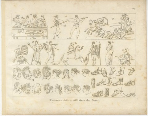 Set of Four Ancient Greek Costume, Arms and Decorative Arts Prints, 1825, view 3