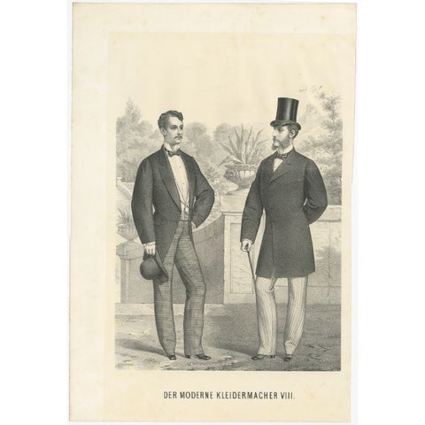 Decorative Antique Print of Men's Fashion, C.1900, view 2