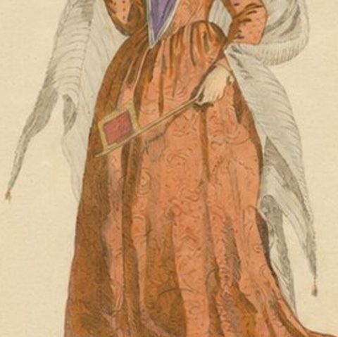 Venetian Noblewomen in Renaissance Dress, Hand-Colored Costume Prints, 1749, close-up 2
