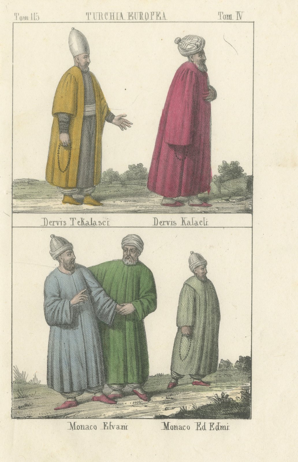 Dervishes Tekalasci and Kalacli with Elvani and Ed Edmi Monks, 1842