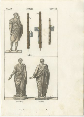 A Roman Lictor with the Fasces, a Senator and a Consul, Lithograph, 1842, view 2