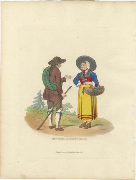Alpine Folklore, Mount Cenis Costumes and Hearthside Scene, 1835, view 5