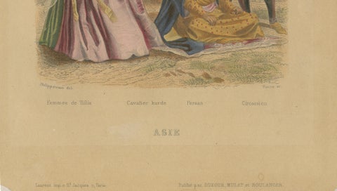 Antique Costume Prints of Asia: Persian, Kurdish, Circassian, Figures c1860, close-up 4
