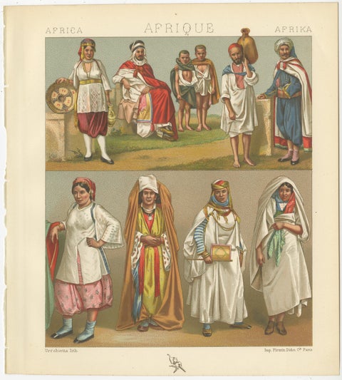 North African Costumes & Figures Set of 4, Racinet Afrique Plates, 1888, view 3