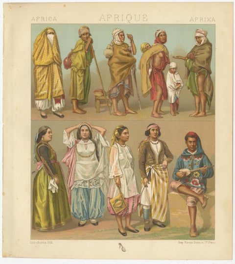 North African Daily Life & Costumes, Racinet Afrique Plates, Set of 3, 1888, view 2