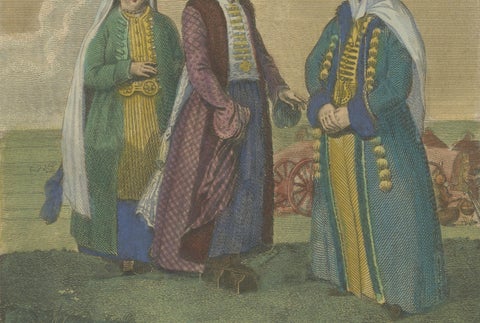 Nagai Tartars, Traditional Dress of Women of Distinction, c.1810 Engraving, close-up 2