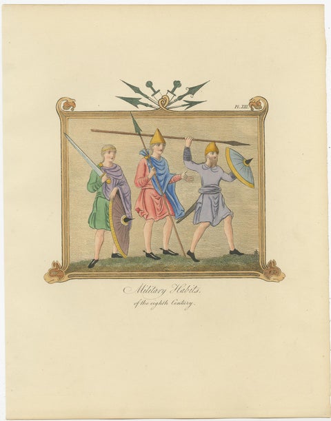 Set of four Antique Prints of English Costumes by Strutt '1862', view 3