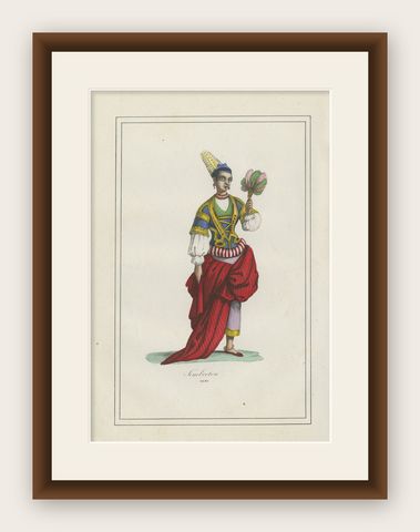 Timbuktu Woman Costume Print, Antique Hand-Colored Lithograph, 1854, shown framed