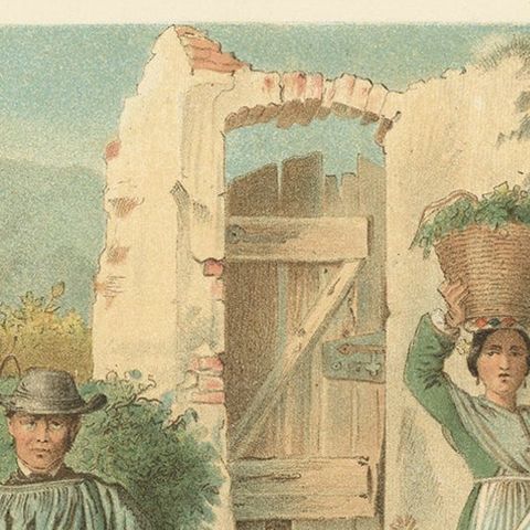 Antique Costume Print 'Preussen an der Mosel', Germany, 1890, close-up 1