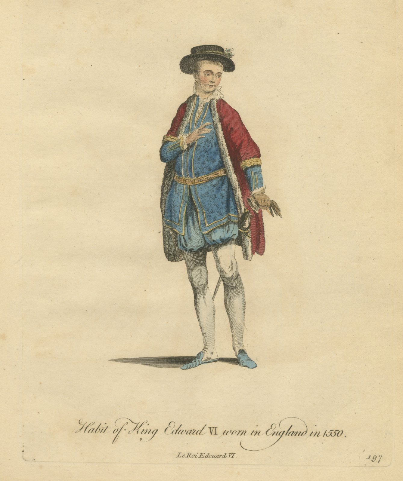 Habit of King Edward VI Worn in England in 1550, Jefferys Costume Plate, 1757