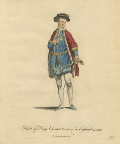 Habit of King Edward VI Worn in England in 1550, Jefferys Costume Plate, 1757