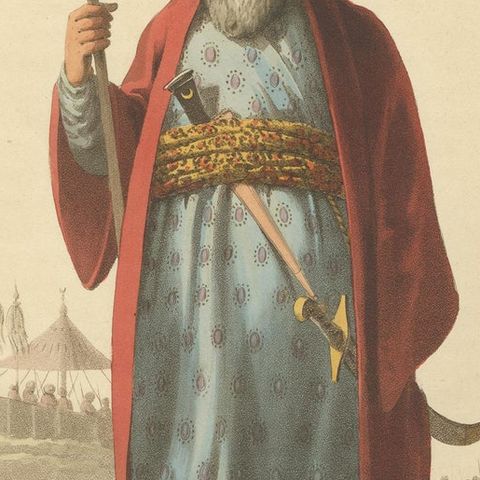 Antique Print of an Mameluke Officer, the Military Costume of Turkey , 1818, close-up 2