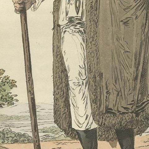 Original Hand-Colored Antique Costume Print of a Peasant from Hungary, 1804, close-up 2