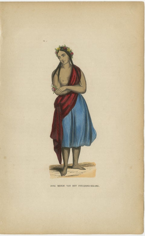 Antique Pacific Islanders & Polynesian Costume Prints, Set of 10, c.1852, view 6