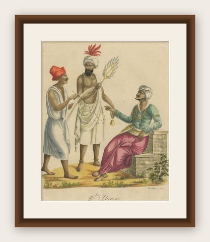 IIIter Stamm, Indian Men in Traditional Dress c.1816, shown framed