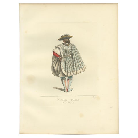 Antique Print of an Italian Nobleman, 14th Century, by Bonnard, 1860