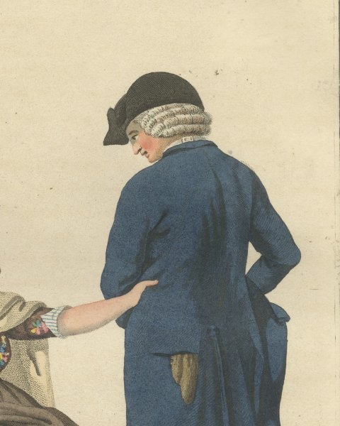 Fishwife asking an Extra Stuiver, Dutch Costume Print, 1811, close-up 2