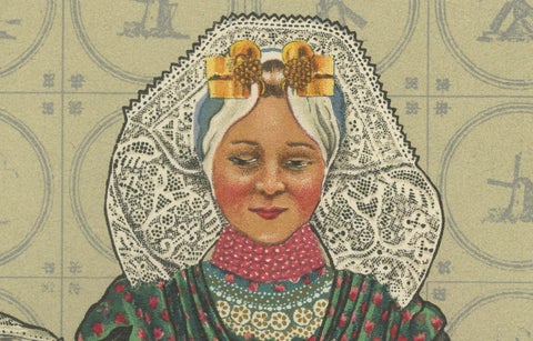 South Beveland Roman Catholic Dress with Girl and Grandfather, Plate XLII (1932), close-up 5