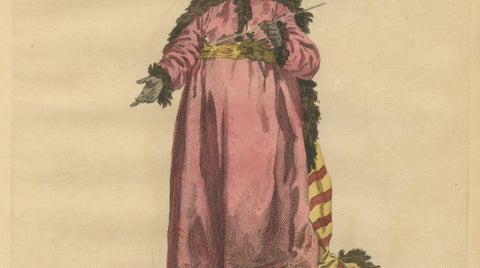 Ottoman Chief Black Eunuch Costume Print, Hand-Colored, 1749, close-up 3