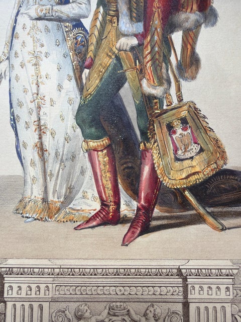 French First Empire Court Costume Lithograph, 1807, Published 1847, view 3